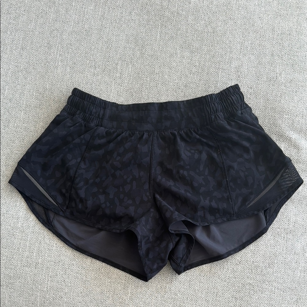Lululemon Athletica Black Athletic Shorts with Curved Seams